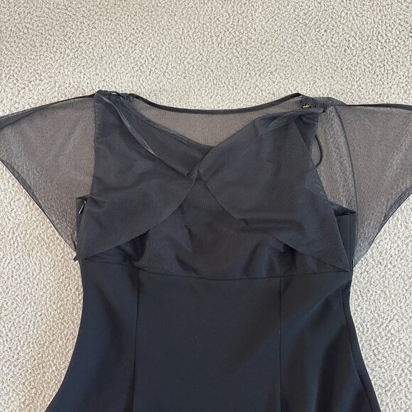 Vintage Y2K Shawl Dress Black Little Black Dress Spaghetti Defined Bust - Picture 7 of 14